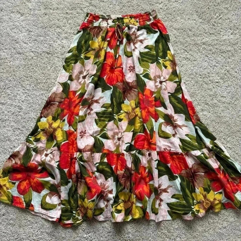 Aerie tropical floral maxi skirt. Stretch waist. Women's size Small
